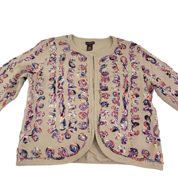 Multiples Women’s Linen Blend Multi-Color Cardigan Jacket – Size Medium - Picture 13 of 16